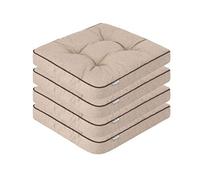 PillowPrim Set di 4 cuscini per sedia, 49 x 47 cm, per esterni, interni, giardino, inverno, tempo libero, estate, vacanze estive, colore beige