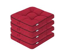 PillowPrim Set di 4 cuscini per sedia, 49 x 47 cm, per esterni, interni, giardino, inverno, tempo libero, estate, vacanze estive, colore rosso