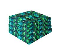 PillowPrim Set di 4 cuscini per sedia, 49 x 47 cm, per esterni, interni, giardino, inverno, tempo libero, estate, vacanze estive, foglie blu