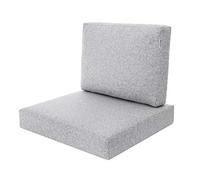 PillowPrim Set di cuscini per poltrona in rattan/vimini, schienale, per esterni, da giardino, in rattan, 60 x 55 x 40 cm, colore grigio cenere