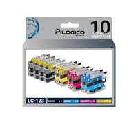 Pilogico 10 Cartucce Compatibili con LC-123 600 copie per Stampanti Brother LC123 DCP-J132W,DCP-J152W,DCP-J4110DW,DCP-J552DW,DCP-J752DW MFC-J470DW,MFC-J650DW,MFC-J4410DW,MFC-J4510DW,MFC-J4610DW
