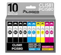 Pilogico 10 Cartucce d'inchiostro Compatibili per Canon PGI-580 CLI-581 XXL 580 581 per Canon Pixma TR7550 TR8550 TS6150 TS6151 TS6250 TS8150 TS8151 TS8250 TS9150 - Bk,C,M,Y