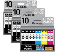 Pilogico 30 Cartucce d'inchiostro Compatibili per Canon PGI-580 CLI-581 XXL 580 581 per Canon Pixma TR7550 TR8550 TS6150 TS6151 TS6250 TS8150 TS8151 TS8250 TS9150 - Bk,C,M,Y