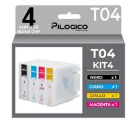 Pilogico 4 cartucce Compatibile con Epson T04A1 N,C,M,Y 11500 copie per WF-C8190DW, DTW, DTWC, D3TWC, WF-C8610DWF, WF-C8690DWF