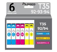 Pilogico 6 Cartucce Compatibile con EPSON T35 SERIE t3591 t3292 t3593 t3594-2 C,2 M, 2Y