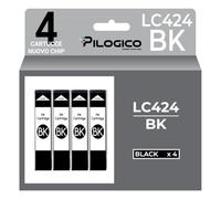 Pilogico Cartucce Compatibili per Brother LC-424 - Nero (Confezione da 4) - per DCP-J1200W - 4 Nero - 750 pagine