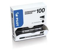 PILOT - 002703 - Marcatore Permanente Markers 100 - punta tonda 4,5 mm - nero - Pilot - conf. 15 + 5 pezzi - 80500 - Conf. da 1 Pz. - 002703