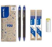 PILOT - 2 FriXion Point Clicker + 6 Ricariche + Gomma - Cancellabile - Blu | Inchiostro Termosensibile - Scrittura Precisa e Pulita - Ricaricabile - Blu - Punta Fine (0,5mm)
