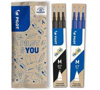PILOT - 2 Set di 3 Ricariche FriXion - Ricariche per Penne Cancellabili - Compatibili con FriXion Ball e FriXion Ball Clicker - 1 Nero, 1 Blu - Punta Media (6 Ricariche)