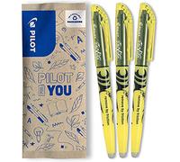 PILOT - 3 FriXion Light - Evidenziatore Cancellabile - Giallo | Inchiostro Termosensibile - Appunti Puliti, Senza Cancellature - Giallo Fluo - Punta Smussata