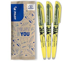 PILOT - 3 FriXion Light - Evidenziatore Cancellabile - Giallo | Inchiostro Termosensibile - Appunti Puliti, Senza Cancellature - Giallo Fluo - Punta Smussata