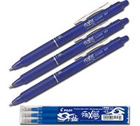 Pilot, 3 penne roller Frixion Ball Clicker, cancellabile, con tratto da 0,7 mm, incluse 3 mine, di colore blu