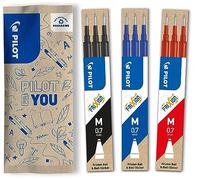 PILOT - 3 Set di 3 Ricariche FriXion - Ricariche per Penne Cancellabili - Compatibili con FriXion Ball e FriXion Ball Clicker - Nero, Blu, Rosso - Punta Media (9 Ricariche)