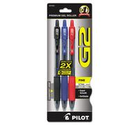Pilot 31023 G2 Premium Retractable Gel Ink Pen Refillable Assorted Ink .7mm 3/Pack