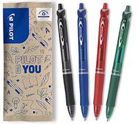 PILOT - 4 Acroball - Penna a Sfera Retrattile e Ricaricabile | Inchiostro Ultra Morbido - Scrittura Fluida e Confortevole - Nero, Blu, Rosso, Verde - Punta Media (1,0mm)
