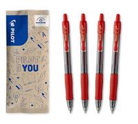 PILOT - 4 G2 Plus - Penna Roller Gel Retrattile e Ricaricabile - Rosso | Retrattile e Ricaricabile - Ideale per Correzioni e Insegnanti - Rosso - Punta Media (0,7mm)