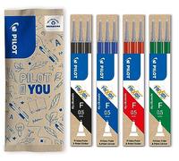 PILOT - 4 Set di 3 Ricariche FriXion - Ricariche per Penne Cancellabili - Compatibili con FriXion Point, Point Clicker Synergy - Blu Nero Rosso Verde - Punta Fine (12 Ricariche)