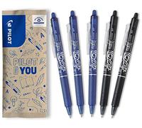 PILOT - 5 FriXion Ball Clicker - Penna Cancellabile | Inchiostro Termosensibile - Impugnatura Ergonomica - Scrittura Fluida - 3 Blu, 2 Nero - Punta Media (0,7mm)
