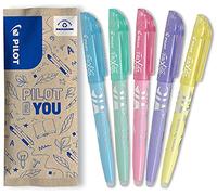 PILOT - 5 FriXion Light Soft - Evidenziatore Cancellabile - Colori Pastello | Inchiostro Termosensibile - Appunti Puliti, Senza Cancellature - Blu, Verde, Rosa, Viola, Giallo - Punta Smussata
