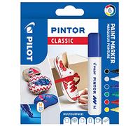 PILOT - 6 Pintor - Marcatore Multisuperficie - Classici - Punta Media | Marcatore Multisuperficie - Tessile, Vetro, Legno, Pietra - Asciugatura Rapida - Colori Classici Assortiti - Punta Media