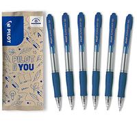 PILOT - 6 Super Grip - Penna a Sfera Retrattile e Ricaricabile - Blu | Retrattile - Impugnatura Confortevole - Scrittura Fluida e Regolare - Blu - Punta Media