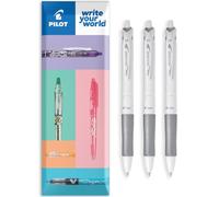 Pilot Acroball Penna a sfera retrattile bianco puro, gamma Begreen, riciclata al 79%, confezione da 3, pennino medio da 1,0 mm, ideale per scrivere, scuola, casa, revisione, ufficio, (nero)