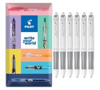 Pilot Acroball Penna a sfera retrattile bianco puro, gamma Begreen, riciclata al 79%, confezione da 6, pennino medio da 1,0 mm, ideale per scrivere, scuola, casa, revisione, ufficio, (nero)
