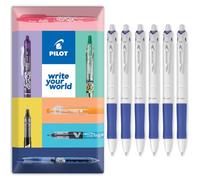 Pilot Acroball Penna a sfera retrattile bianco puro, gamma Begreen, riciclata al 79%, confezione da 6, pennino medio da 1,0 mm, ideale per scrivere, scuola, casa, revisione, ufficio, colore: blu