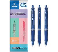 Pilot Acroball - Penna a sfera retrattile, gamma Begreen, riciclata al 79%, confezione da 3, pennino fine da 0,7 mm, ideale per scrivere, scuola, casa, revisione, ufficio, colore: blu