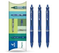 Pilot Acroball - Penna a sfera retrattile, gamma Begreen, riciclata al 79%, confezione da 3, pennino medio da 1,0 mm, ideale per scrivere, scuola, casa, revisione, ufficio, colore: blu