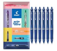 Pilot Acroball - Penna a sfera retrattile, gamma Begreen, riciclata al 79%, confezione da 6, pennino medio da 1,0 mm, ideale per scrivere, scuola, casa, revisione, ufficio, colore: blu