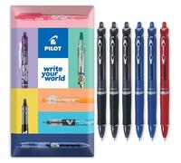 Pilot Acroball - Penna a sfera retrattile, gamma Begreen, riciclata al 79%, confezione da 6, pennino medio da 1,0 mm, ideale per scrivere, scuola, casa, revisione, ufficio (misto)