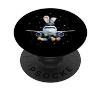 Pilot Aviation - Uova di coniglio pasquale con orecchie da coniglio, carine PopSockets PopGrip Adesivo
