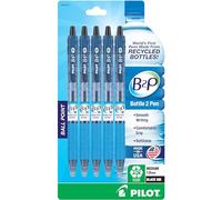 Pilot B2P - Bottle to Pen - Retractable Ball Point Pens Made from Recycled Bottles, 5 Pen Pack, Medium Point, Nero (32812)