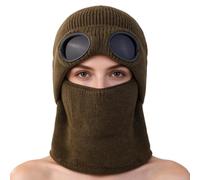 Pilot Beanie with Goggles, Knit Winter Hat, Windproof Warm Hat for Skiing | Pilot Beanie with Goggles, Windproof Knit Design, Keeps Warm, for Skiing Snowboarding Hiking, Men Women Travelers