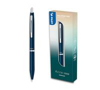 PILOT - Biro premium Acro 1000 Navy Blue in confezione regalo - Inchiostro ultra morbido per una fluidità di scrittura senza pari - Biro Ricaricabile e a scatto - Inchiostro Nero - Punta Media