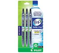 Pilot Bottle-2-Pen (B2P) - Penna a rullo retrattile in gel di alta qualità in bottiglie riciclate (3 pezzi) a punta fine, inchiostro gel nero G2, ricaricabile, impugnatura comoda (31607)
