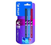 PILOT BX-V5 - Set di 3 pennarelli, inchiostro liquido, colore: nero, blu e rosso