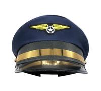 Pilot Cap - Airplane Halloween Costume Cap | Sailors Hat Caps Adult Navy Pilot Airline Captain Hat | Navy Blue, Breathable Cotton, Cinturino regolabile, Unisex per feste a tema, Role Play, Costume
