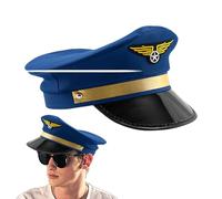 Pilot Captain Cap - Cappello Della Compagnia Aerea, Cosplay Cap | Accesso Aviazione Tematico, Costume Capitano Di Volo Regolabile, Cappello Classico Per Eventi Di Halloween, Gioco