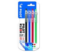 Pilot - Confezione da 4 penne Kleer cancellabili, colore: nero/blu/rosso