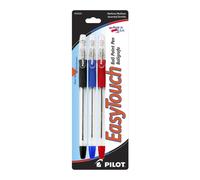 PILOT EasyTouch Ballpoint Stick Pens Medium Point Black/Blue/Red Inks 3-Pack (32030)