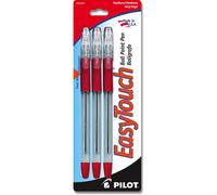 PILOT EasyTouch Ballpoint Stick Pens Medium Point Red Ink 3-Pack (32205)
