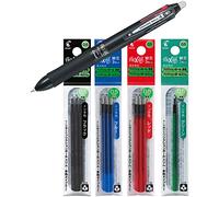 Pilot FriXion Ball 2268001 - Penna roller, 4 colori, 0,5 mm, colore: Nero (penna + miniere di ricambio)