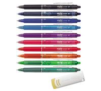 Pilot FriXion Ball Clicker (Knock Retractable Gel Ink Pen) - 0,7 mm - 10 colori assortiti (tutti i 10 colori | Clicker 0,7 | con remover)