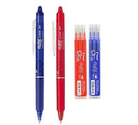 Pilot FriXion Ball Clicker - Penna roller a bottone con inchiostro gel cancellabile, blu (set con penna blu, penna rossa, 3 ricariche blu, 3 ricariche rosse)