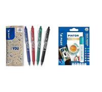 PILOT Frixion Ball Clicker, Set Di 4 Penne Cancellabili Con Inchiostro Termosensibile, Multicolore Pintor, Busta da 6 Marcatori Multisuperficie a Base d’Acqua, Asciugatura Rapida