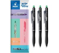 Pilot Frixion Ball Plus - Penna roller cancellabile, punta media da 0,7 mm, inchiostro termosensibile, cancellazione pulita per la marcatura del tessuto, cuscino - Set di 3 pezzi, inchiostro verde
