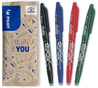 PILOT, Frixion Ball Set Da 4, Penna Cancellabile Al Calore Con Inchiostro Termosensibile, Penna Roller Ricaricabile con Gommino Integrato, Colore Nero, Blu, Rosso e Verde, Tratto Medio