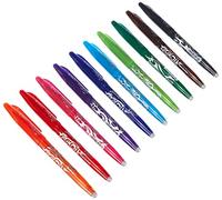 PILOT Frixion BL-FR7 - Set di penne a sfera cancellabili, punta 0, 7 mm, 10 penne (confezione da 10 pezzi, senza gomma, colorata)
